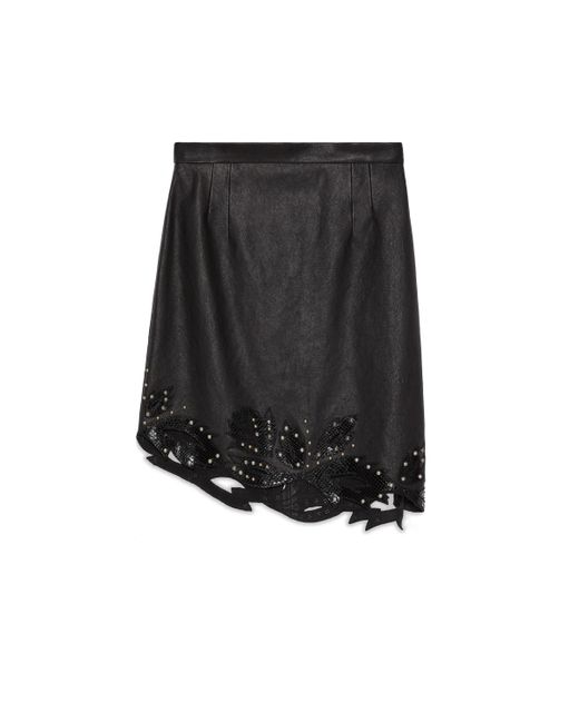 Gucci Leather Miniskirt With Python Detail in Black | Lyst UK