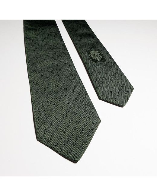 Gucci Green Interlocking G Silk Jacquard Tie for men