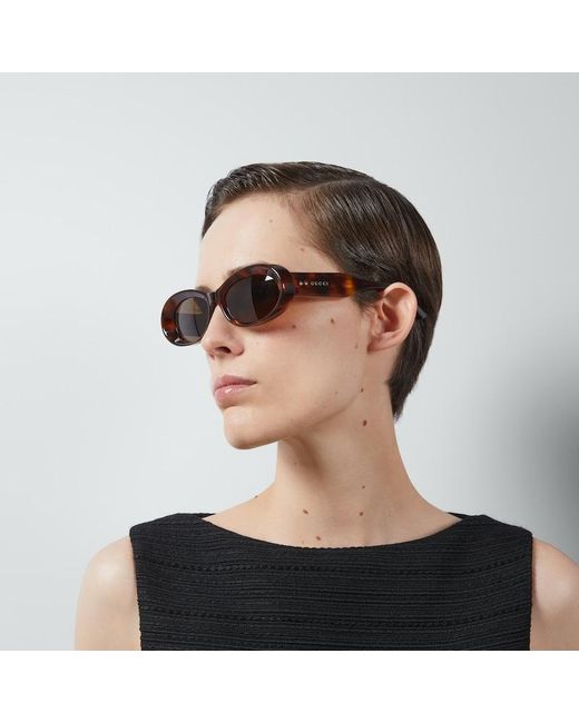 Gucci Brown Oval-shaped Sunglasses