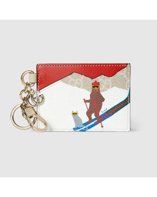 Gucci White Printed Gg Card Case