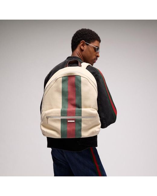 Gucci White Positano Large Backpack, Fabric for men