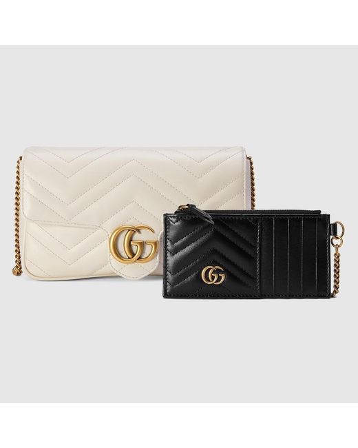 Gucci 〔GGマーモント〕ミニバッグ, ホワイト, Leather White