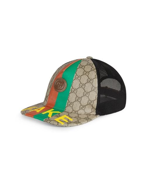 Gucci Natural 'fake/not' Print Baseball Hat for men