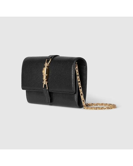 Gucci Black Jackie Wallet On Chain, Leather