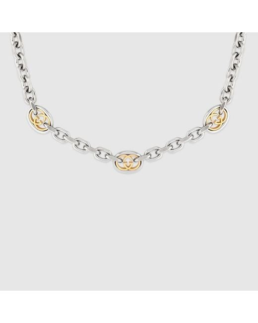 Gucci Metallic Interlocking Chain Necklace
