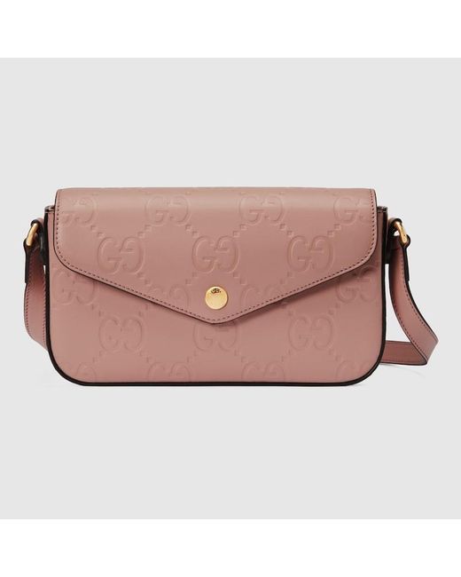 Gucci GG スーパーミニ ショルダーバッグ, ピンク, Leather Pink