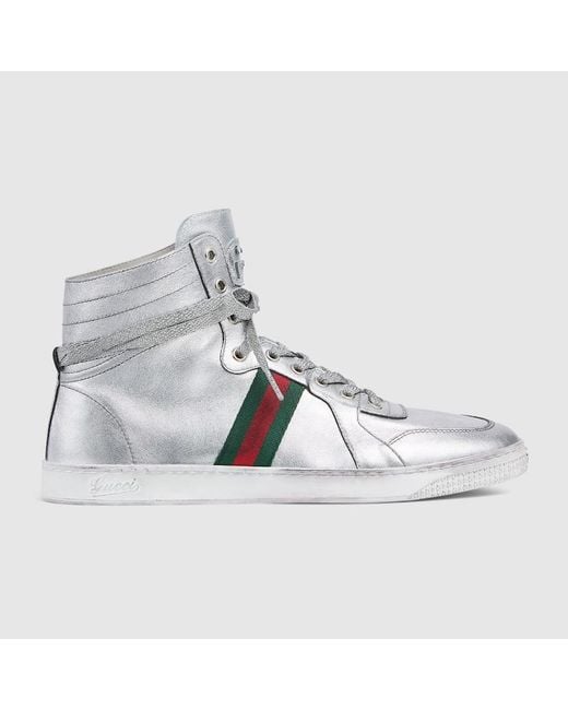 Gucci Metallic Stretch High-Top Trainer, Uk for men