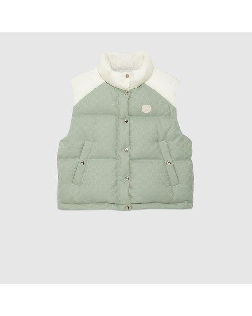 Gucci Green GG Cotton Canvas Padded Gilet