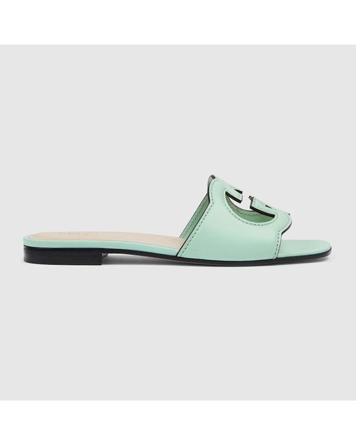 Sandalo Con Incrocio GG Cut-out di Gucci in Green