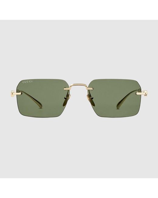 Gucci Green Frameless Rectangular Sunglasses for men