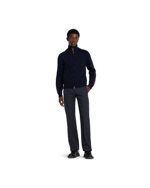 Gucci Blue Woven Stitch Knit Wool Zip Jacket for men