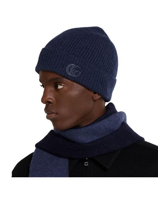Gucci Mütze Aus Kaschmir Mit Patch, Größe in Blue für Herren