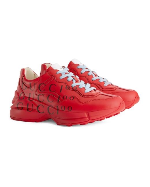 Gucci 100 Rhyton Sneaker in Red | Lyst