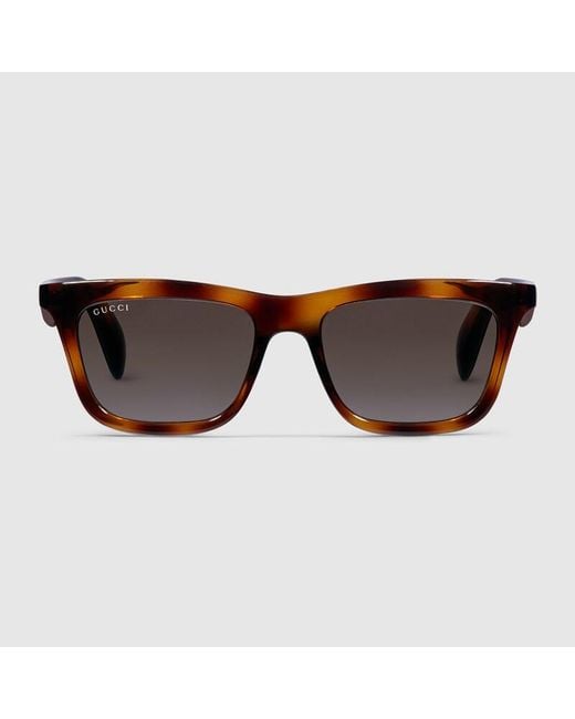 Gucci Brown Rectangular Frame Sunglasses for men