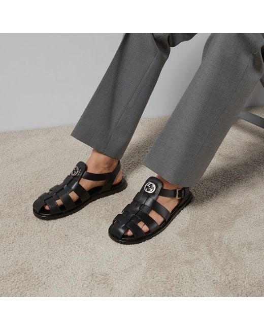 Sandalo Con Fibbia di Gucci in Black da Uomo