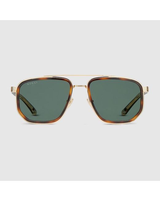 Gucci Brown Navigator Frame Sunglasses for men