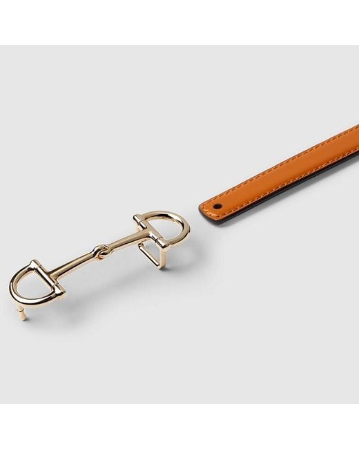 Gucci Orange Reversible Thin Belt With Horsebit, Size 100
