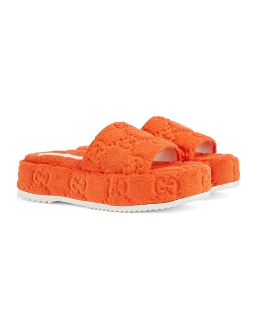 Gucci Cotton GG Platform Sandal in Orange | Lyst