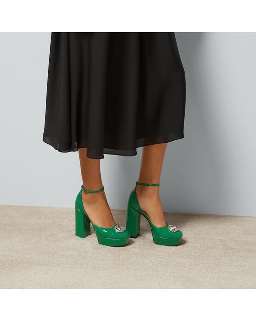 Gucci Green Platform Pump With Double G