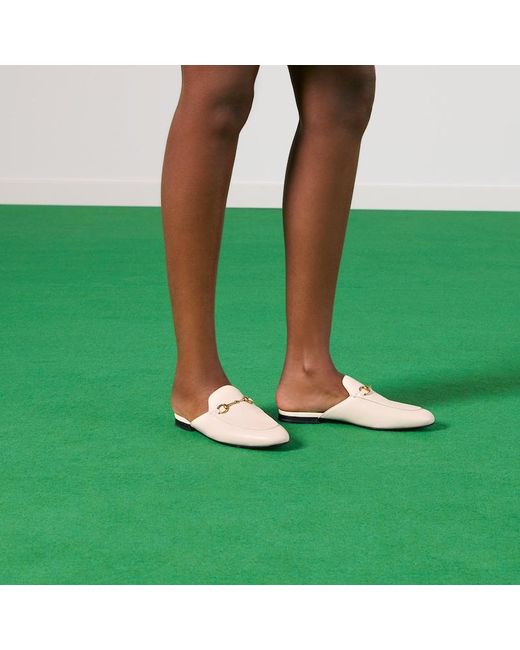 Gucci White Princetown Leather Backless Loafer