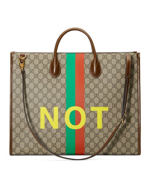 Borsa shopping con stampa 'Fake/Not' misura grande da Uomo di Gucci in  Neutro | Lyst