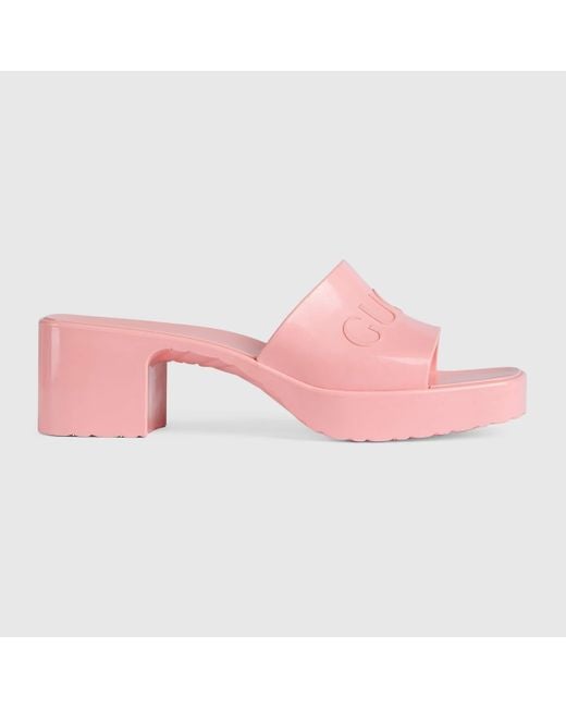 Gucci Pink Rubber Slide Sandal