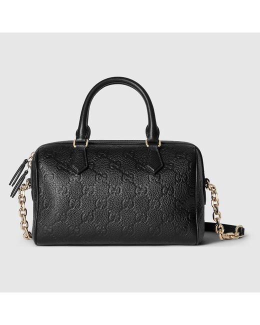 新作【GUCCI】〔GGエンブレム〕ミディアム ボストンバッグ GGエンブレム〕ミディアム ボストンバッグトープ レザー | GUCCI公式