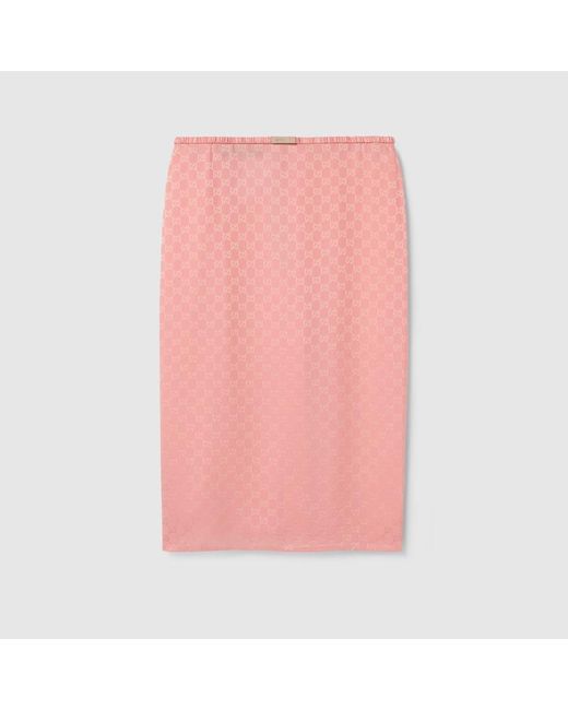 Gucci Ggシルクジャカード スカート, ピンク, ウェア Pink
