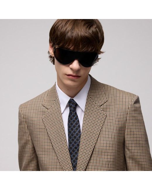 Gucci Blue Horsebit Silk Jacquard Tie for men