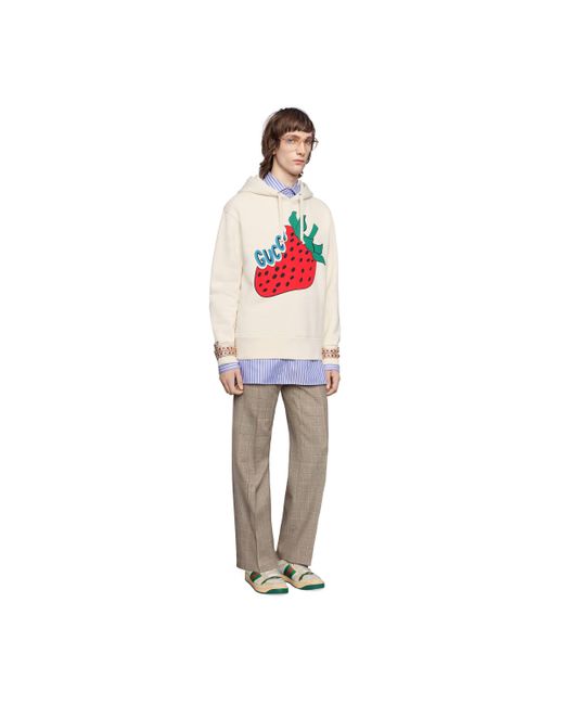 Gucci Off-white Oversized Strawberry Hoodie for Men | Lyst
