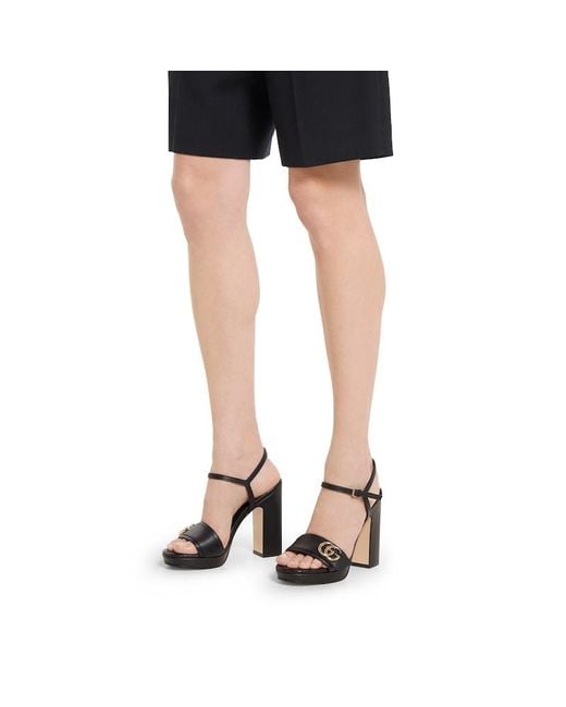 Gucci Black Platform Sandal With Double G
