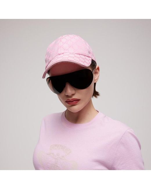 Gucci Pink Gg Cotton Canvas Baseball Hat