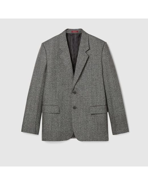 メンズ Gucci ウール ムリネ ジャケット, ブラック, ウェア Gray