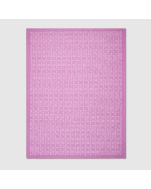 Gucci Purple Stola Aus Seide Mit GG Rhombus-Karomuster-Print