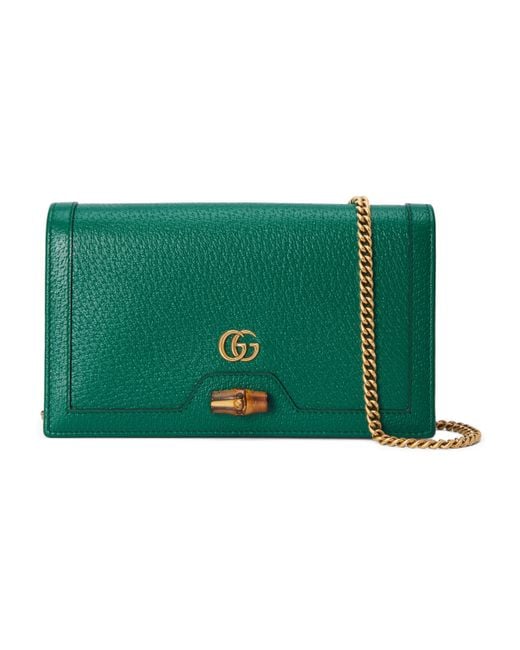 Gucci Leather Diana Mini Bag With Bamboo in Green | Lyst Canada