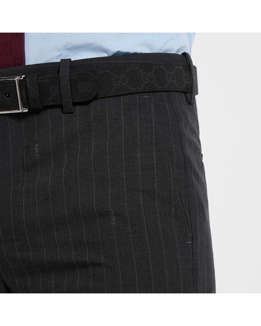 Gucci Black Pinstripe Wool Pants for men