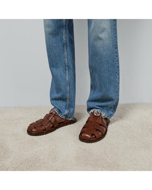 Sandalo Con Fibbia di Gucci in Brown da Uomo