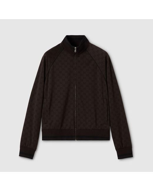 Gucci Black Gg Jersey Jacquard Zip Jacket for men