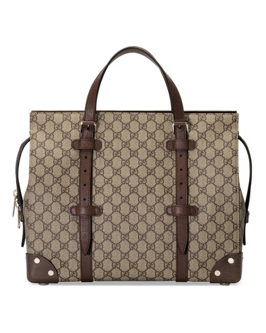 Gucci GG Tote Bag With Leather Details in Beige (Natural) for Men - Lyst