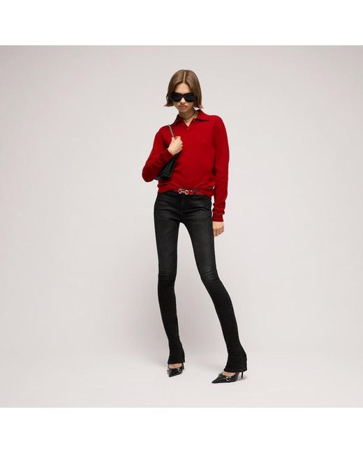 Gucci Red Thin Belt With Horsebit Buckle, Size 105