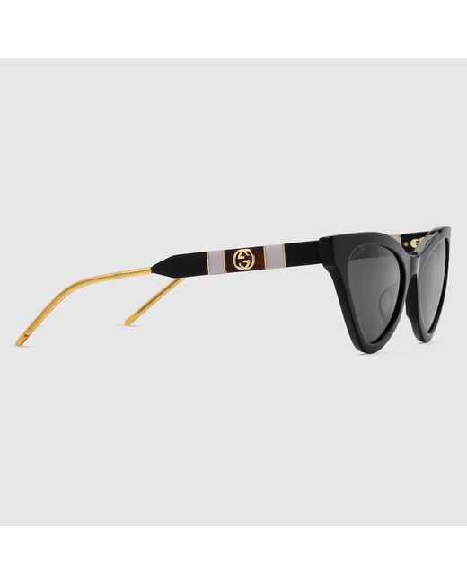 Gucci Black Sonnenbrille in Katzenaugenform aus Azetat