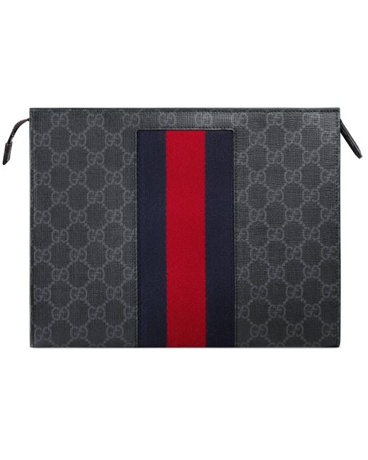 Neceser GG Supreme con tribanda Web Gucci de Lona de color Negro para hombre  | Lyst