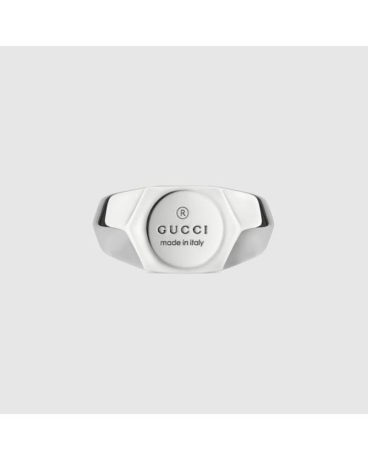 Anello A Fascia Larga Con Trademark di Gucci in Metallic da Uomo