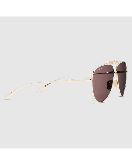 Gucci Brown Pilot Sunglasses for men