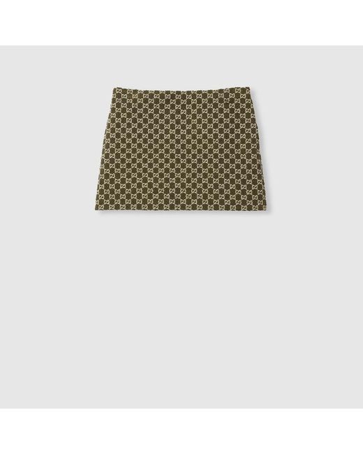 Gucci Ggコットン ブークレ ミニスカート, グリーン, ウェア Green