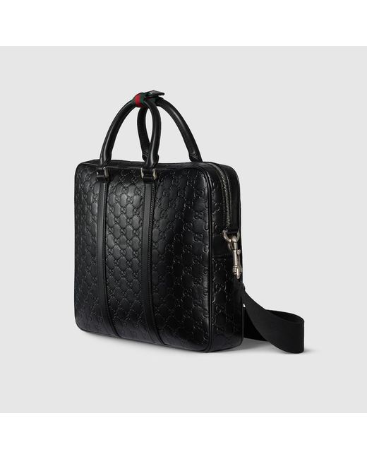 Gucci Black Document Bag Gg Emblem Large for men