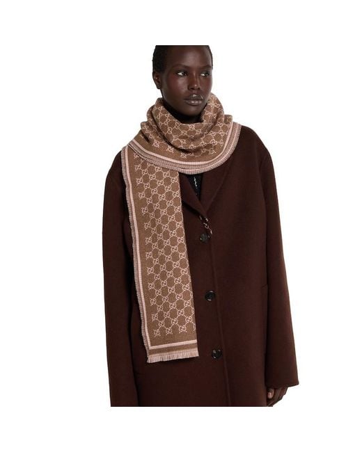 Gucci Brown Gg Wool Scarf