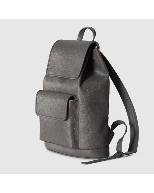 Gucci Gray Gg Emblem Medium Backpack for men