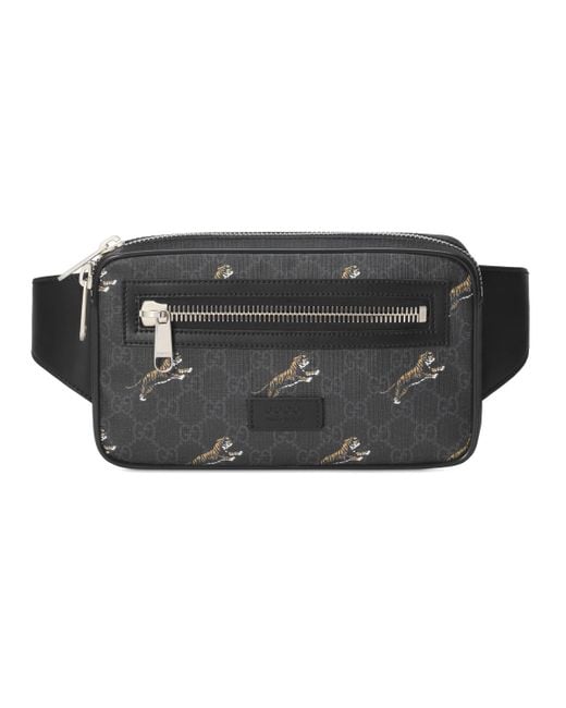 Gucci Black Bestiary Belt Bag With Tigers for men