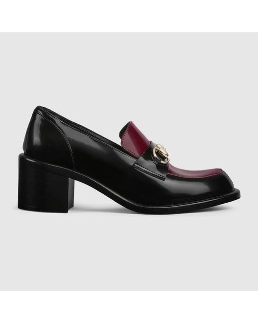 Mocasín Con Tacón Y Horsebit Para Mujer, Talla Gucci de color Black
